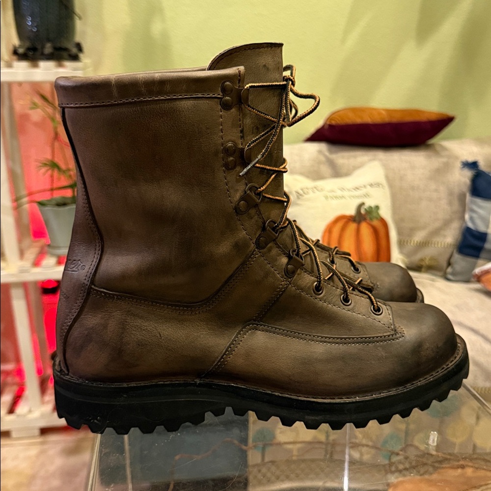 DANNER VINTAGE USA GORE-TEX BROWN LEATHER WORK CHORE LACE UP TRUCKER BOOTS 10EE - Picture 3 of 11